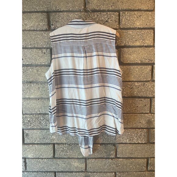 Beachlunchlounge Striped Sleeveless Button-Up Tie-Front Shirt XL - Picture 6 of 7